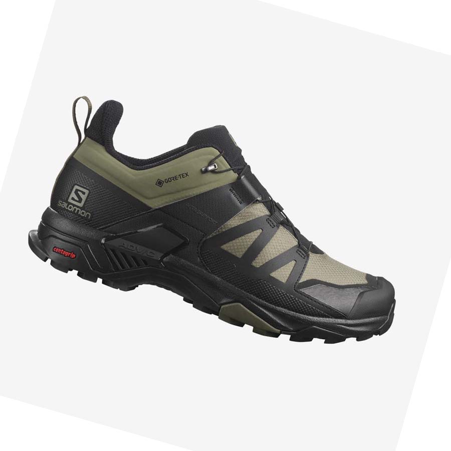 Salomon X ULTRA 4 WIDE GORE-TEX Túracipő Férfi Olivazöld Fekete | HU 2073HAP